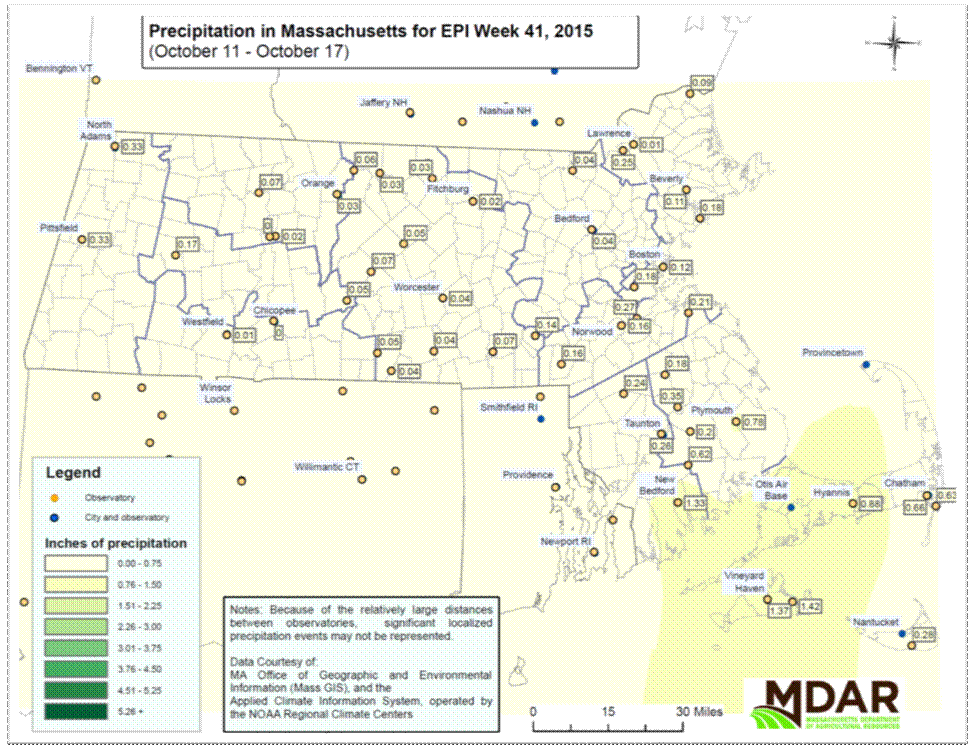 Precipitation in MA for EPI Week 41, 2015