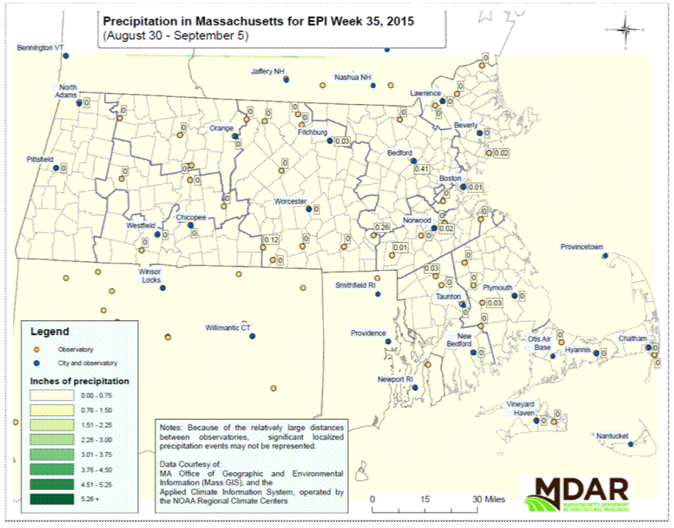 Precipitation in MA for EPI Week 35, 2015