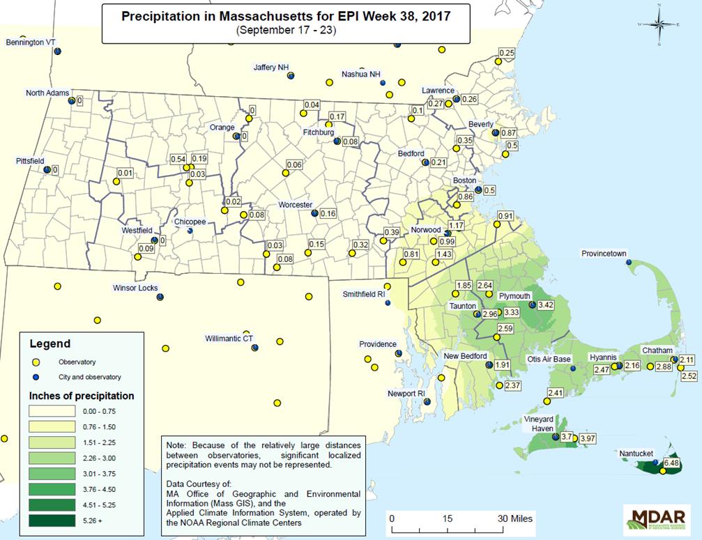 Precipitation in MA for EPI Week 38, 2017