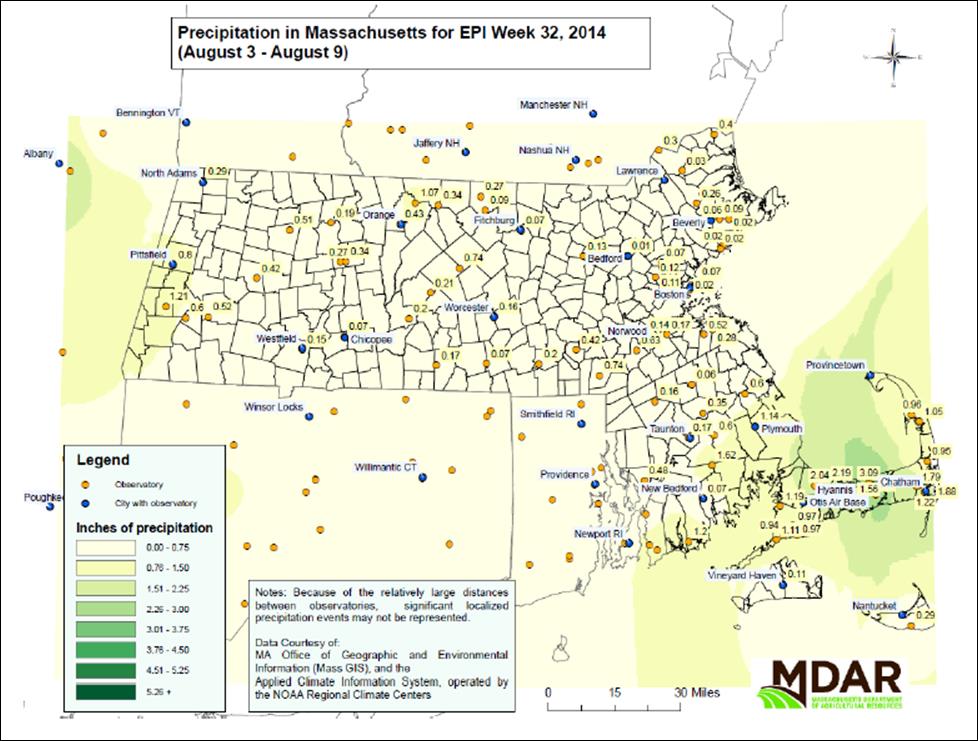 Precipitation in MA for EPI Week 32, 2014