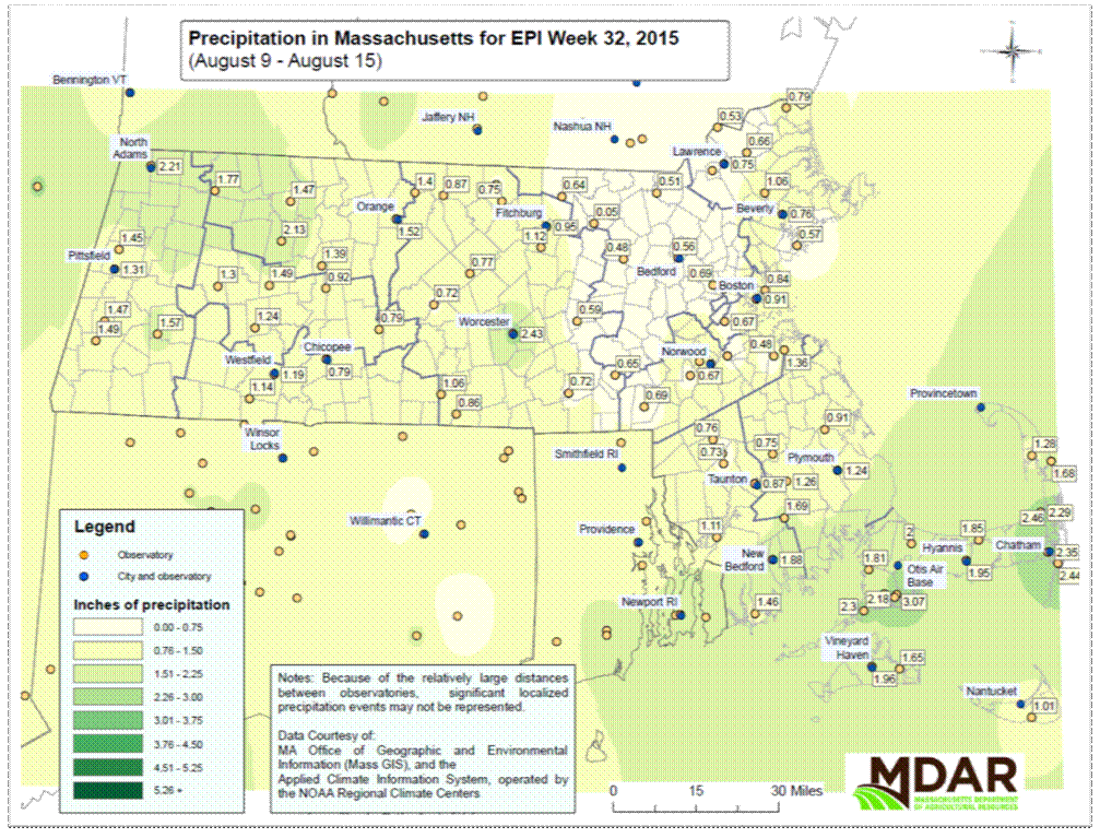 Precipitation in MA for EPI Week 32, 2015