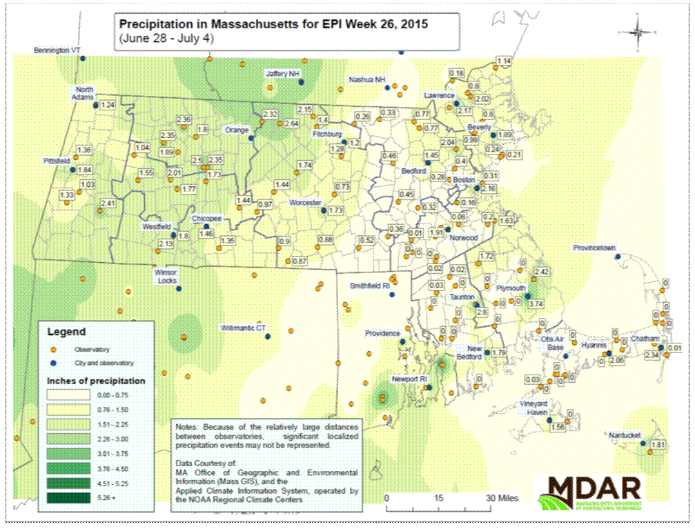 Precipitation in MA for EPI Week 26, 2015