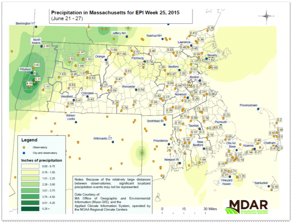 Precipitation in MA for EPI Week 25, 2015