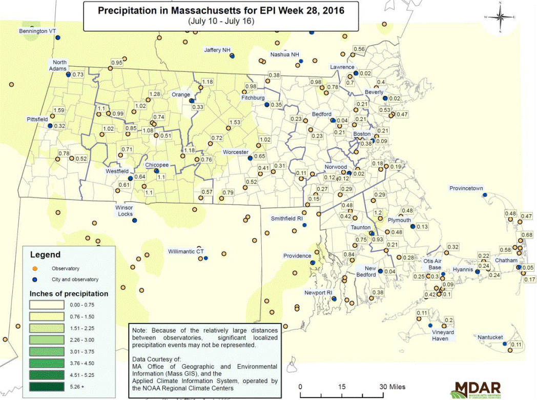 Precipitation in MA for EPI Week 28, 2016