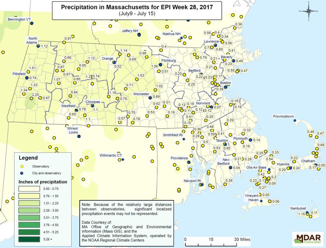Precipitation in MA for EPI Week 28, 2017