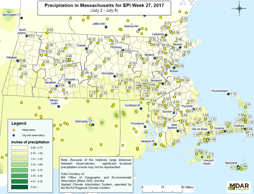 Precipitation in MA for EPI Week 27, 2017