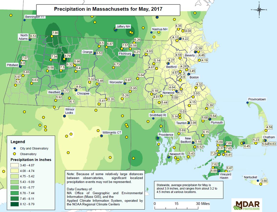 Precipitation in MA for May, 2017