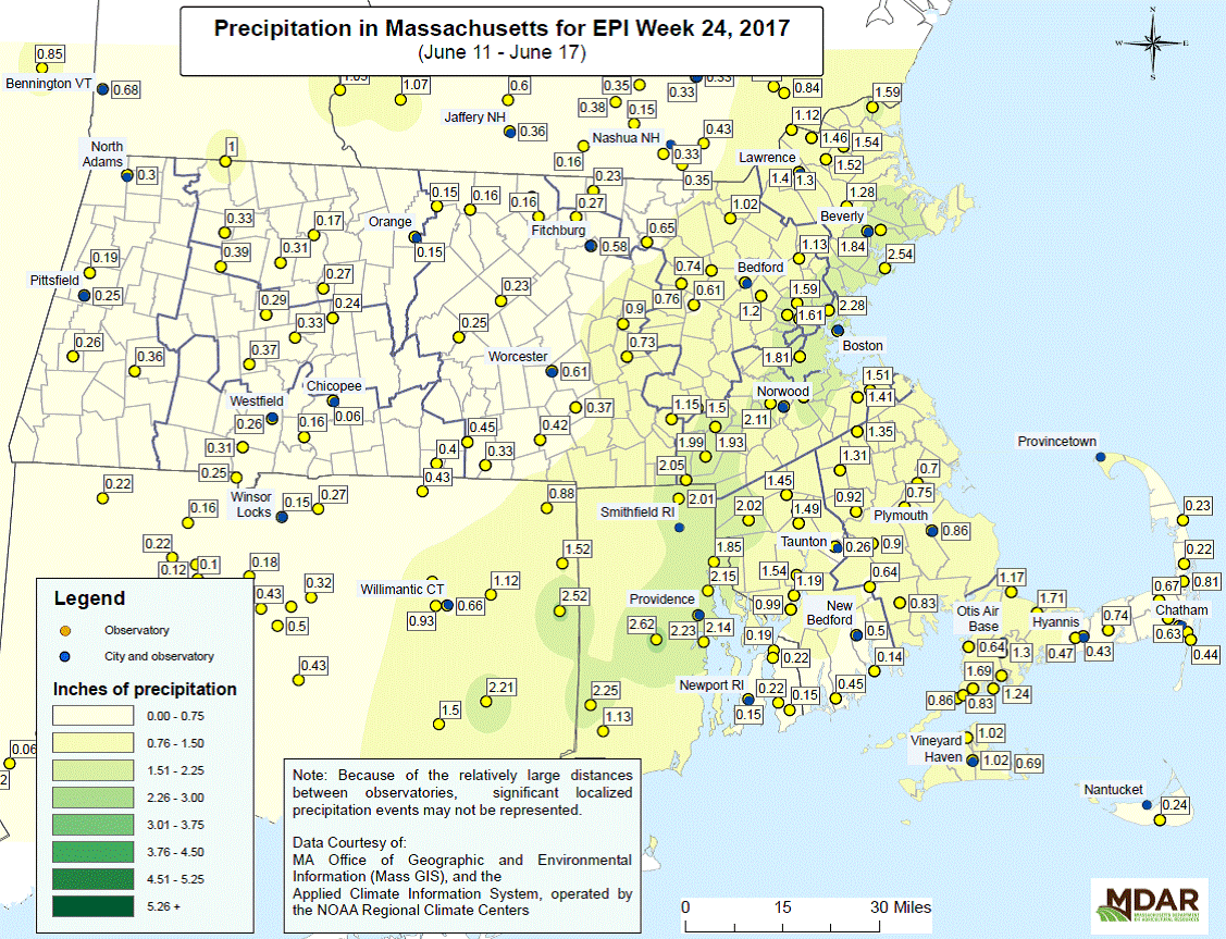 Precipitation in MA for EPI Week 24, 2017